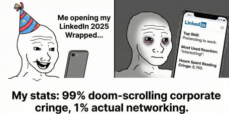 LinkedIn Wrapped: 99% doom-scrolling corporate cringe, 1% actual networking