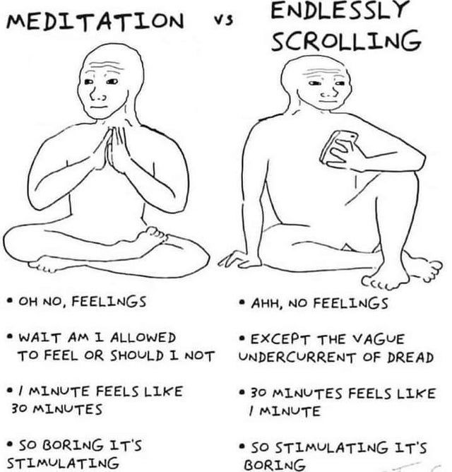 Meditation versus endlessly scrolling